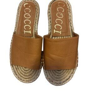 CCOCCI Women's Brown Espadrille Slides 7.5 Sandal